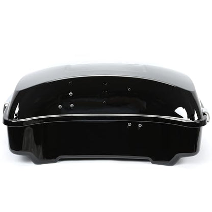 ECOTRIC Chopped Luggage Trunk W/Pad Compatible with 2014-2024 Harley Touring Road King Road Glide Street Glide Electra Glide Tail Box Trunk with Backrest - color: Black, size: Chopped Luggage Trunk W/ Razor Pad