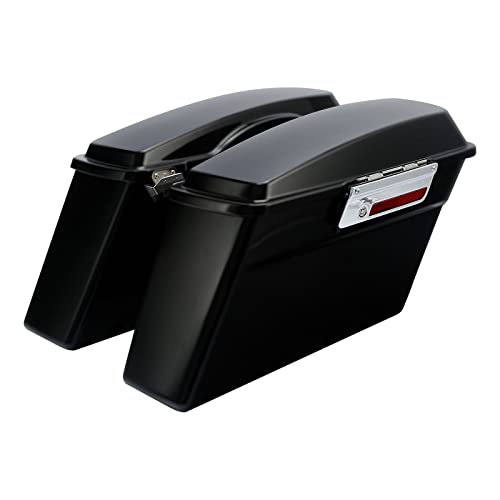 TCMT Matte Hard Saddle bags Saddlebag Trunk Fits For Harley Touring Road King Road Street Glide Ultra Classic FLHT FLHR FLHX 1994-2013 - color: Matte Black Chrome Latches#B