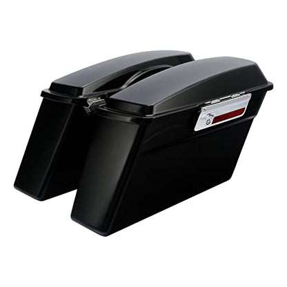 TCMT Matte Hard Saddle bags Saddlebag Trunk Fits For Harley Touring Road King Road Street Glide Ultra Classic FLHT FLHR FLHX 1994-2013 - color: Matte Black Chrome Latches#B