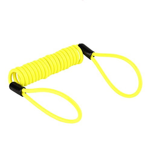 1.2m Motorcycle Reminder Spring Cable, Disc Lock Reminder Cable, Alarm Lock Security Spring Reminder Cable for Scooter Motorcycle Bike Brake Disc, Antitheft on Handlebar, Lemon Yellow