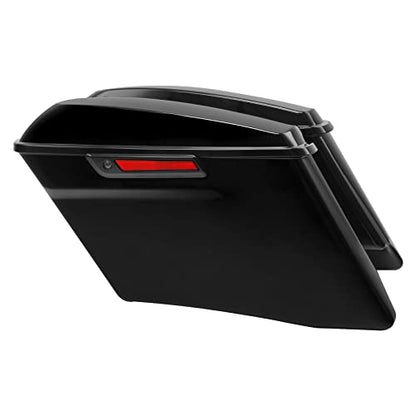 XFMT Motorcycle Saddlebags 4" Stretched Hard Saddle Bags Extended Saddlebags W/Black Latches For Harley Touring CVO Road King Street Glide Road Glide Electra Glide 2014-2024, Vivid Black - color: 4" Stretched-Vivid Black W/ Black Latches