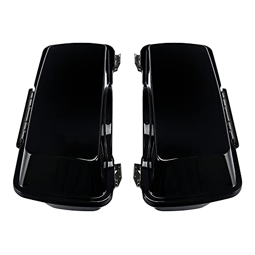 SLMOTO Black Hard Saddlebag Fit For Harley Touring Road King, Road Glide, Street Glide, Electra Glide, Ultra-Classic FLT, FLHT, FLHTCU, FLHRC 94-13 - color: Vivid Black + Black Latches
