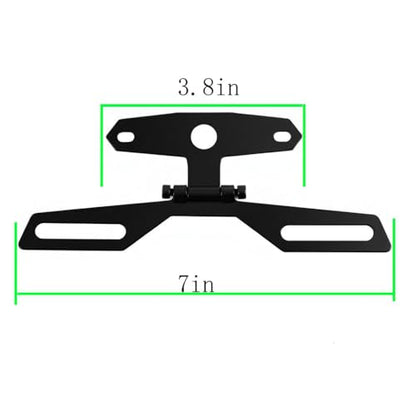 Adjustable Motorcycle License Plate Mount, Folding License Plate Tail Light Holder Rear Bracket Mount for Motorcycle Bike - color: Black