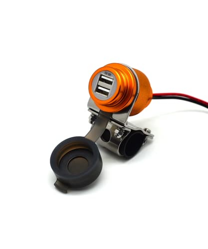 Cliff Top Motorcycle USB Charger Waterproof Dual USB Port 4A 20W Aluminium, with Magnetic Power Switch Heavy Duty for 7/8’’ and 1’’ Handlebars - Prevents Battery Drain (Golden) - color: Golden