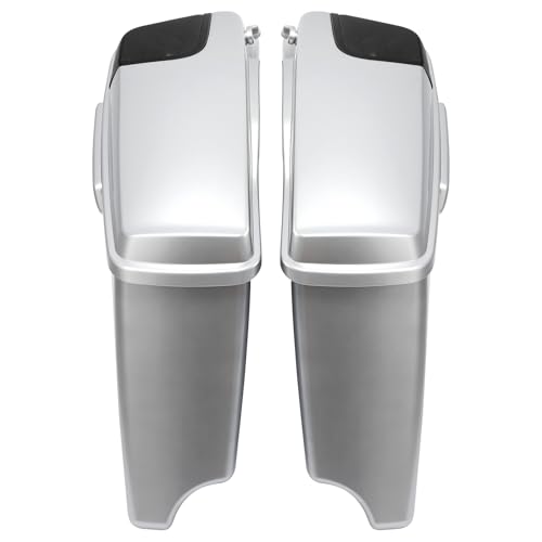 HR3 Custom 4" Stretched Hard Saddlebags w/Speaker Lids Compatible with 2014-later Harley Touring Road King Road Glide Street Glide Ultra Limited FLHT (Candy Red/Silver Honeycomb Fade) - color: Custom- Candy Red / Silver Honeycomb Fade