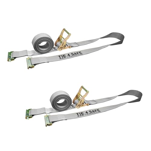 Mega Cargo Control 2 Inch x 16 Foot Gray E-Track Tie Downs, 2 Pack Logistic ETrack Straps with Spring Fittings - Heavy Duty Cargo Straps for Trailer, Truck, Motorcycle - color: Gray, size: 2 Pack