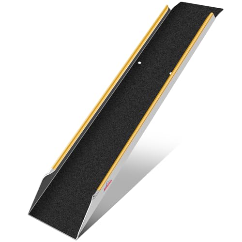 Ruedamann 60" Aluminum Shed Ramps for Lawn Mowers, 1PC 5' Long Lightweight Sturdy Non-Slip Loading Ramps with Grit-Coated Surface, Truck Bed, Motorcycle, ATV, UTV, Trailer, 600 lbs Capacity - size: 60'' - 600 lbs