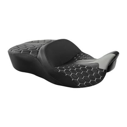 C.C. RIDER Gel Seat Hammock Seat Driver Passenger Seat Gray Hexagon Fit for Harley Touring 2009-2023 Street Glide FLHX Road King FLHR Road Glide FLTRX Electra Glide FLHT - color: 23# Gel Gray