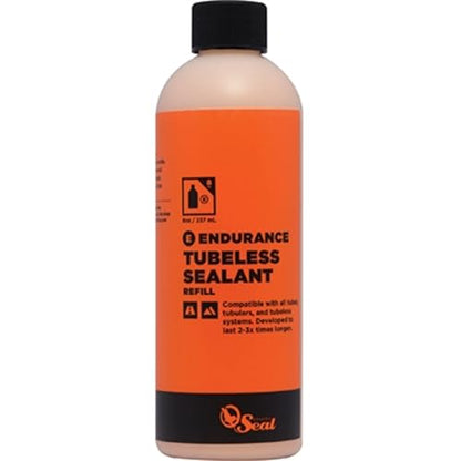 Orange Seal - Endurance Formula Tubeless Bike Tire Sealant | Long Lasting, Fast Sealing | for MTB, Road, CX and Gravel Bicycle Tires - style: 8oz Refill
