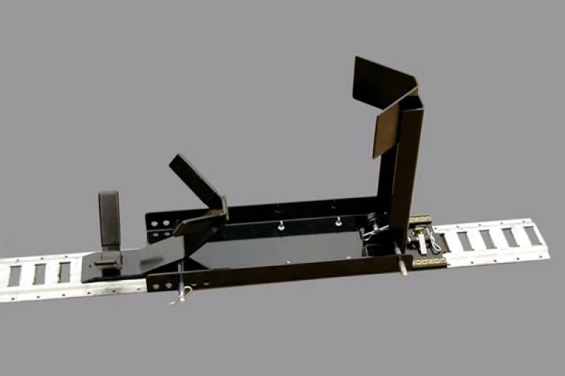 Black Removable Motorcycle Trailer Wheel Chock – SC-2000 – Folds Up, Adjustable Position, Mounts to Bracket – Includes Mounting Hardware – Easy Installation
