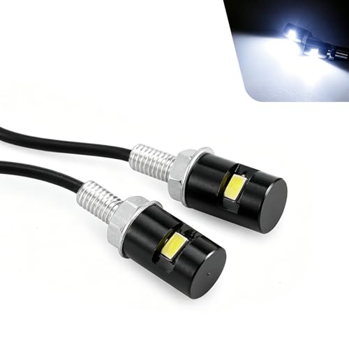 2PCS License Plate Light, Aluminum License Tag Screw Bolt Lamp, 12V Super Bright Motorcycle Licenses Plate Light, Waterproof Tag Lights Holder, Universal for Car Motorcycle Truck RV ATV(White)
