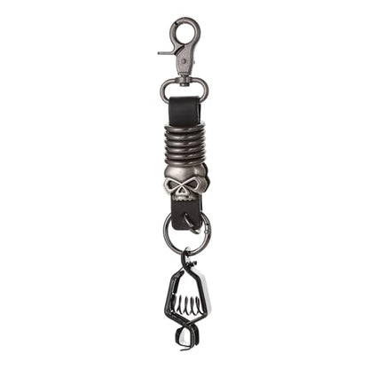 Heavy Duty Glove & Hat Clip with Carabiner, All-Metal Spring Clamp Work Glove Holder for Tool Belt, Harness, Backpack - style: Punk Skull