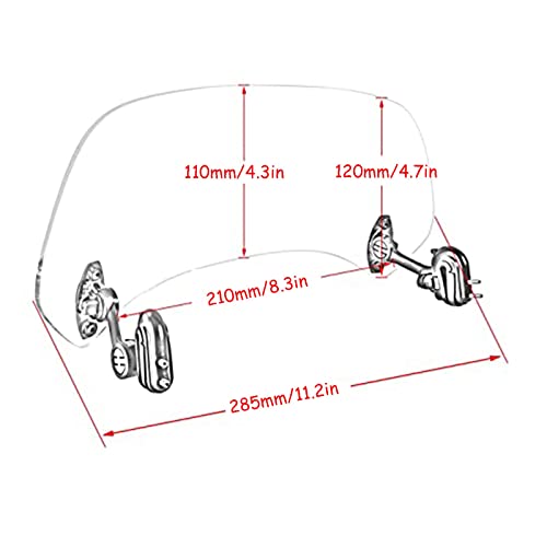 Universal Motorcycle Windshield Extension Windscreen Spoiler Clamps for Kawasaki Yamaha Harley Suzuki Buell Ducati Aprilia(210mm Transparent) - color: 210mm transparent