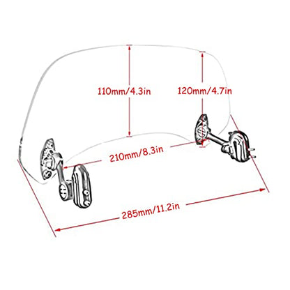 Universal Motorcycle Windshield Extension Windscreen Spoiler Clamps for Kawasaki Yamaha Harley Suzuki Buell Ducati Aprilia(210mm Transparent) - color: 210mm transparent