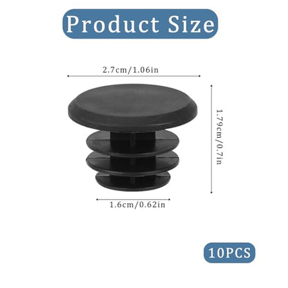 10-Piece Black Plastic Bike Handlebar Plugs - Bar End Caps for Road & Mountain Bikes