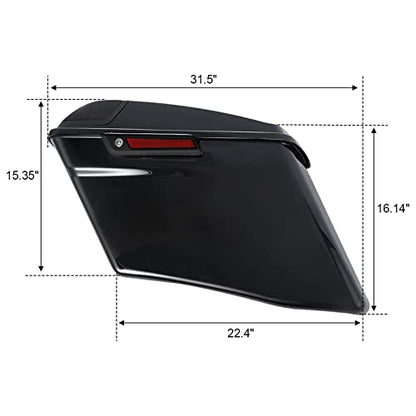 XFMT Motorcycle Saddlebags 4" Stretched Hard Saddle Bags Extended Saddlebags W/ 5"x7" For Harley Touring CVO Road King Street Glide Road Glide Electra Glide 2014-2024, Vivid Black Black Latches - color: 4" Stretched-Vivid Black W/ 5x7"Speaker Lids Black L