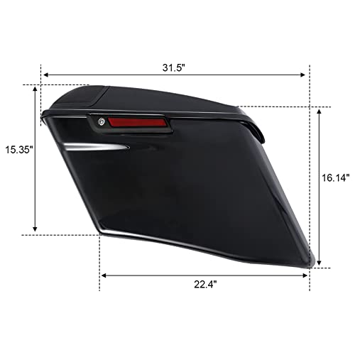 XFMT Motorcycle Saddlebags 4" Stretched Hard Saddle Bags Extended Saddlebags W/ 5"x7" For Harley Touring CVO Road King Street Glide Road Glide Electra Glide 2014-2024, Vivid Black Black Latches - color: 4" Stretched-Vivid Black W/ 5x7"Speaker Lids Black L