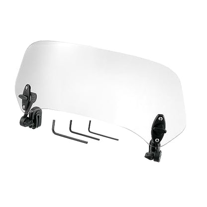 Motoforti 37cm Clear Lens Motorcycle Windshield, Adjustable Clip Wind Deflector Windshield Extension Universal Fit for Most Motorcycles & Scooters