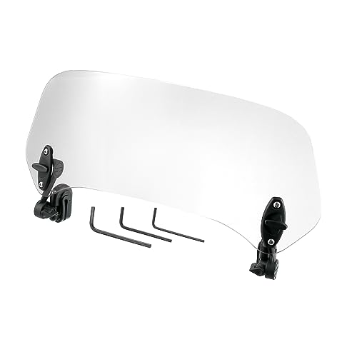 Motoforti 37cm Clear Lens Motorcycle Windshield, Adjustable Clip Wind Deflector Windshield Extension Universal Fit for Most Motorcycles & Scooters