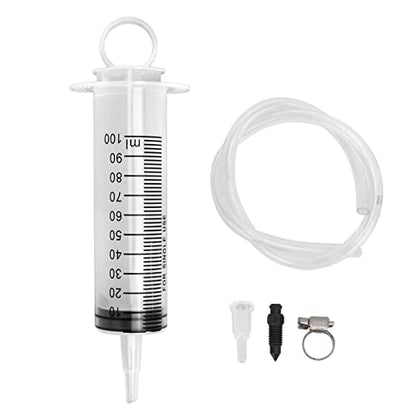 Tiiyee Brake Bleeder Kit, Hydraulic Disc Clutch Bleeding Kit 100ML Syringe 50cm Hose Brake Fluid Bleeder Kit One Man Brake Bleeding Universal for Motorcycles Motorbikes Scooters Quads Oil Extractor