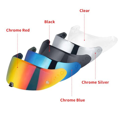 T520 Visor Full Face Helmet Shield Compatible with T520/ ST1400/ R1 Air Motorcycle Replacement Accessories (Chrome Silver) - color: Chrome Silver