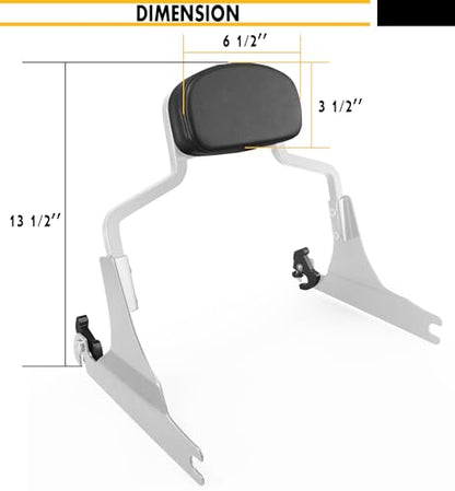 Detachable Backrest Sissy Bar Upright Passenger Backrest w/Pad Fit For Harley Breakout FXSB 2013-2017 (chrome) - color: chrome