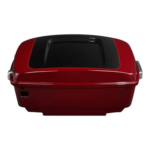 TCMT 13.7" King Motorcycle Trunk Box W/Latch Key Fit For Harley 2014-2025 Touring CVO Road King Road Glide Street Glide Electra Glide Ultra Limited Billiard Red/Vivid Black - color: Billiard Red/Vivid Black(W Speaker Holes)