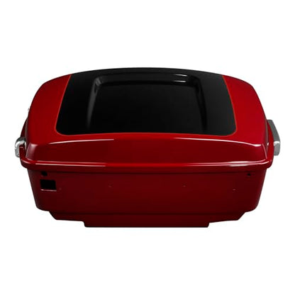 TCMT 13.7" King Motorcycle Trunk Box W/Latch Key Fit For Harley 2014-2025 Touring CVO Road King Road Glide Street Glide Electra Glide Ultra Limited Billiard Red/Vivid Black - color: Billiard Red/Vivid Black(W Speaker Holes)