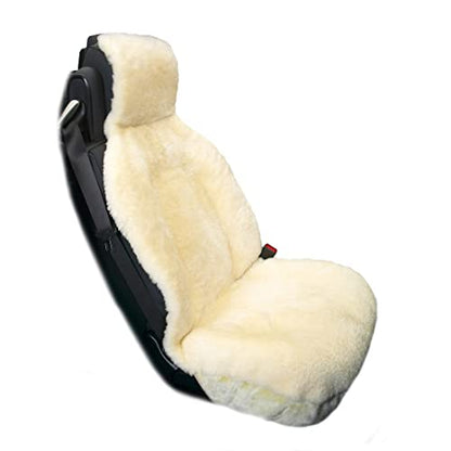 Eurow Genuine Australian Sheepskin Sideless Seat Cover, Ultra-Dense Real Sheepskin for Year-Round Comfort, Padded, Slip-Resistant Backing, Airbag Compatible, Easy Install, Universal Fit, Champagne - color: champagne
