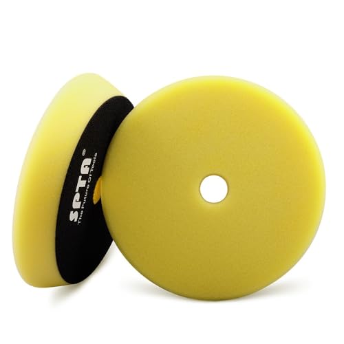 SPTA Yellow T80 High-Cut Foam Polishing Pad, 1Pc 5.5 Inch Face for 5 Inch 125mm Backing Plate Compound Buffing Sponge Pads for Car Buffer Polisher Compounding, Polishing and Waxing -FPBFS5Y - color: 1Pc Yellow T80 High-Cut Pad, size: 5 Inch (125mm)