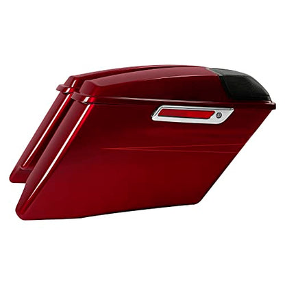 HR3 Velocity Red Sunglo (Pinstripe) 4" Stretched Hard Saddlebags w/Speaker Lids Compatible with 2017 Road Glide Special FLTRXS Street Glide Special FLHXS (Replace for OEM) - color: Velocity Red Sunglo (Pinstripe)