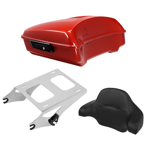 TCT-MOTORPARTS Whiskey Fire Chopped Tour Luggage Trunk Backrest Mount Rack Fits for Road Glide FLTRX Limited FLTRK 2024 Harley Touring 14-25 - color: Fit for Whiskey Fire, size: Chopped Trunk+Chrome Mount Rack #A