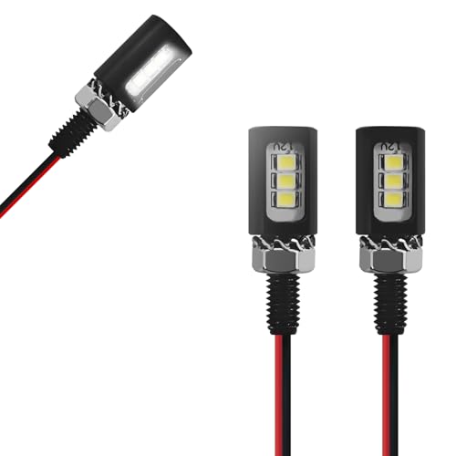 LED License Plate Light, Motorcycle License Plate Light, 2PCS 12V Waterproof Aluminum Housing Assembly, Super Bright White LED Bulb Tag Screw Lamp for Car, Motorcycle, Truck, ATV, Bike (Black) - color: Black