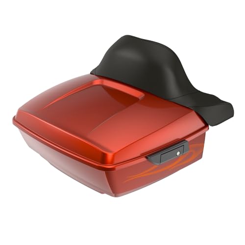 Advanblack 2025 Road Glide King Tour Trunk Pack Black Latch Wrap-Around Backrest Compatible with 1997-2025 Harley Touring Road Glide, Street Glide, Electra Glide (Whiskey Firestorm) - color: Whiskey Firestorm