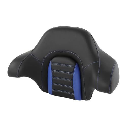 HR3 Wrap Around Backrest Pad for King Trunk Chopped Trunk Compatible with 2014-later Harley Touring Road King Road Glide Street Glide Electra Glide (Blue Stitches) - color: Blue Stitches