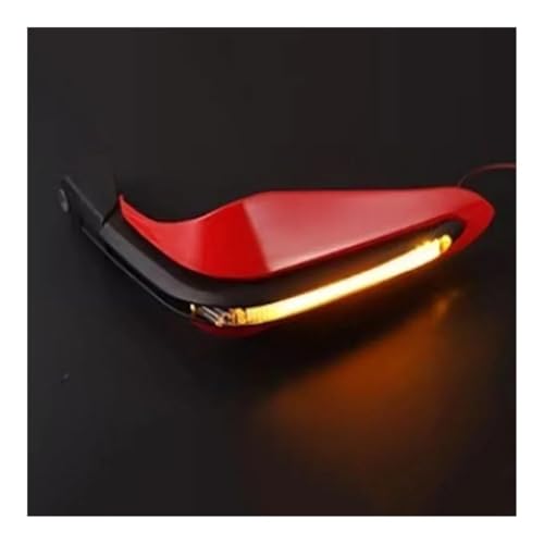 Motorcycle Windproof Handlebar Handguard 1 Pair Brake Lever Guard with Light Hand Shield Protector for Motorcycle - color: Yellow-light red