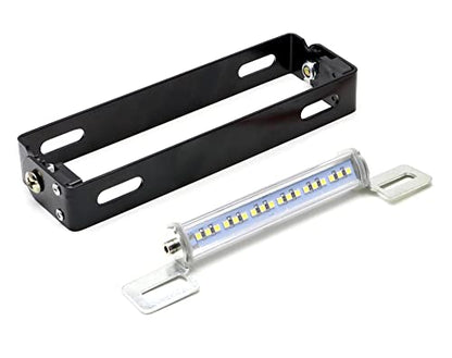 iJDMTOY Black Finish 180-Degree Ratcheting Angle Adjustable Aluminum License Plate Mount Bracket w/ 18-SMD LED License Plate Light Compatible with Motorcycle Bike ATV Dirty Bike 7-Inch Number Plate