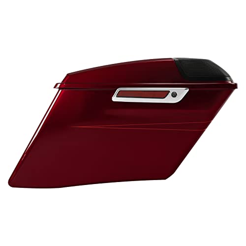 HR3 Velocity Red Sunglo (Pinstripe) 4" Stretched Hard Saddlebags w/Speaker Lids Compatible with 2017 Road Glide Special FLTRXS Street Glide Special FLHXS (Replace for OEM) - color: Velocity Red Sunglo (Pinstripe)