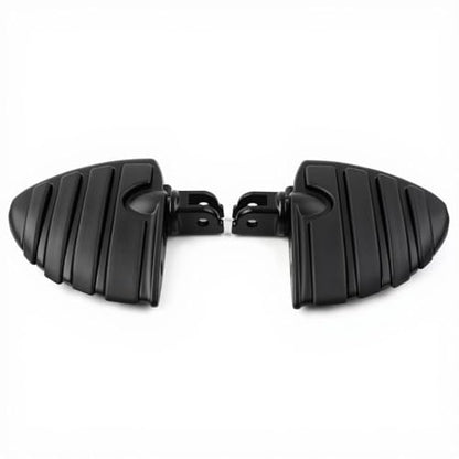 Matte Black Wing Style Motorcycle Foot Pegs Compatible with Harley Touring Road King Street Glide Softail Dyna Sportster, Wide Adjustable Footrests with Male Mount Clevis - color: Matte Black#50