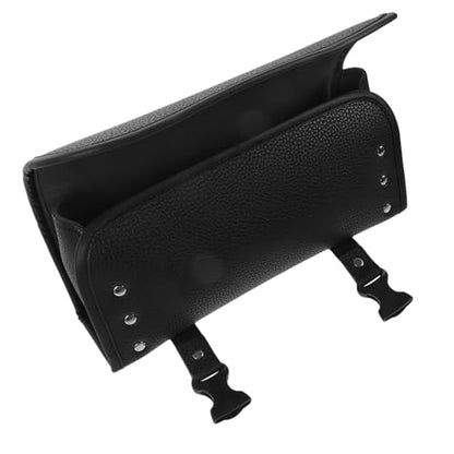 Abaodam PU Leather Motorcycle Fork Bag Saddlebag Organizer Weather-resistant Tool Storage for Motorcycles and Electric Bikes Practical Black Side Roll Bag