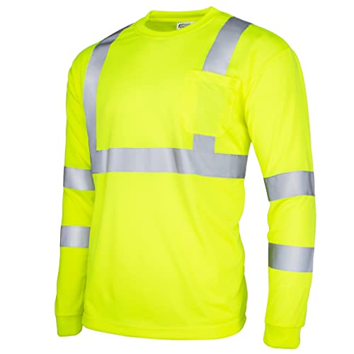 JORESTECH High-Visibility Long Sleeve Safety T-Shirt, ANSI/ISEA 107 Type R Class 3 Compliant - size: Medium