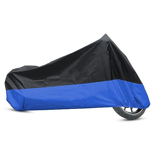 uxcell XXXL 190T Rain Dust Protector Black+Blue Scooter Motorcycle Cover 116" for Kawasaki - color: Blue, size: XXXL