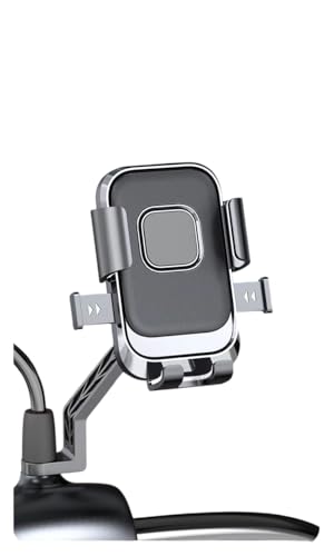 Cell Phone Stand Flexible Mobile Clip Mount Quickly Lock Bike Phone Holder Bicycle Motorcycle (Rearview Black) - style: RearView Black