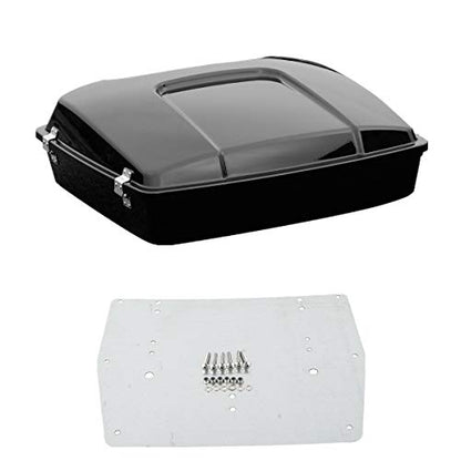 TCMT 5.5" Razor Motorcycle Trunk & Chrome Plate Fit For Harley Touring 1997-2013 Road King Road Glide Street Glide Electra Glide Pack - color: Chrome Lacthes Trunk+Base Plate