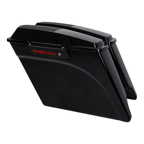 TCMT 5" Stretched Extended Saddlebags 6X9 Speaker Lid Latches Fits For Harley 1994-2013 Touring CVO Road Glide Road King Street Glide Electra Glide Ultra Classic 1994-2013 Vivid Black - color: Vivid Black Black Latches(6x9 Speaker Lid)