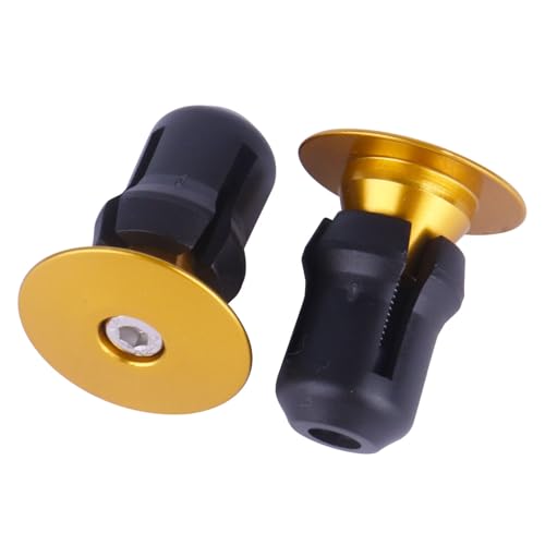 2 Pcs Aluminum Bike Handlebar End Plugs for Road Mountain Bike Handlebar Caps (Gold) - color: Gold