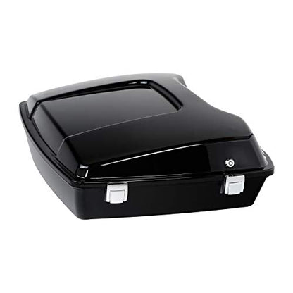 TCMT 5.5" Razor Motorcycle Trunk Box W/Latch Key Fits For Harley 1997-2013 Road King Road Glide Street Glide Electra Glide Pack - color: Chrome Lacthes Trunk