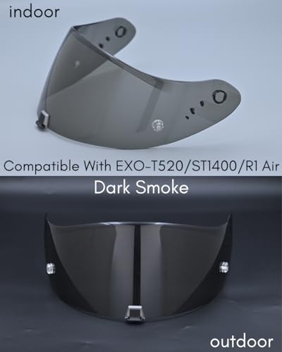 Compatible With EX0 T520 Motorcycle Helmet Visor R1 Air Face Helmet Shield Replacement ST1400 Tinted Visor (Dark Smoke) - color: Dark Smoke