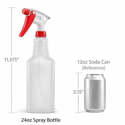 Bar5F Commercial Spray Bottles with Adjustable Trigger, Chemical Resistant HDPE, BPA-Free (3-Pack / 24 oz/Multicolor)
