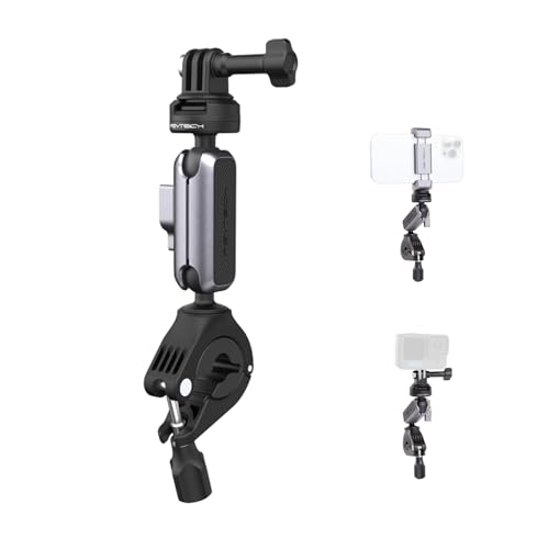 PGYTECH CapLock Quick Release Bike Motorcycle Handlebar Mount, 360°Dual-Ball Rotation, 1/4"-20 Adapter, for DJI OSMO Action 6/5 Pro/4/Pocket 4/3/Xtra Muse/Gopro/Insta360 Ace Pro 2/X5/Luna Ultra, Phone